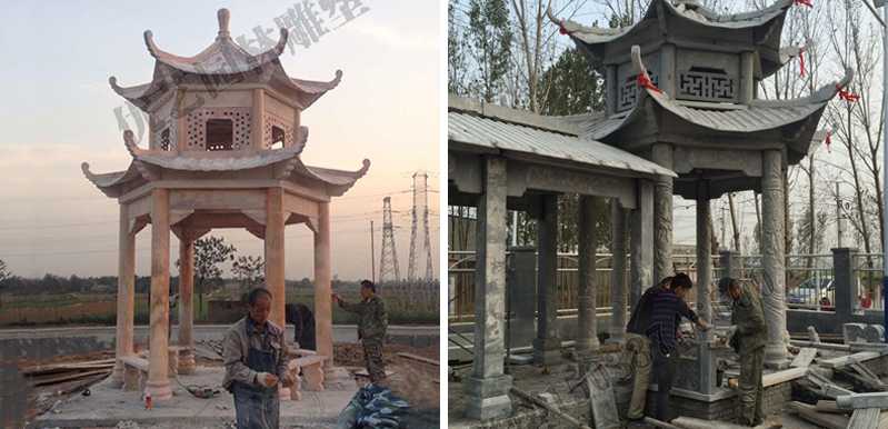 中式大理石涼亭安裝，石雕景觀亭子工廠，中式?jīng)鐾S家