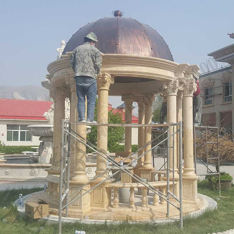 歐式大理石涼亭，石雕柱子亭子，石材景觀涼亭