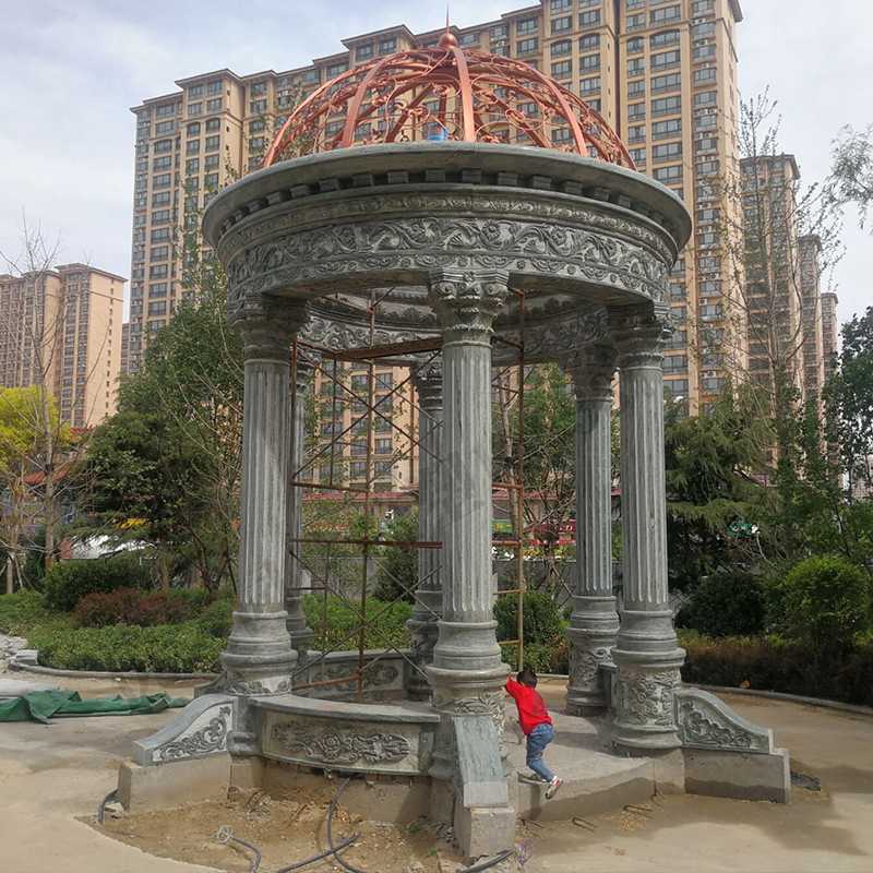 景觀涼亭廠家，園林小區(qū)景觀亭子，大理石石材涼亭