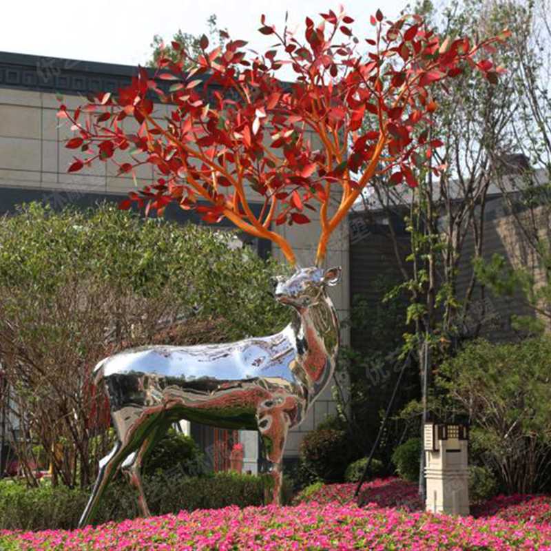 不銹鋼鹿，不銹鋼雕塑，不銹鋼鹿定制