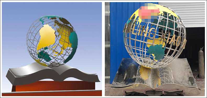 不銹鋼地球，景觀地球雕塑，學(xué)校地球儀擺件