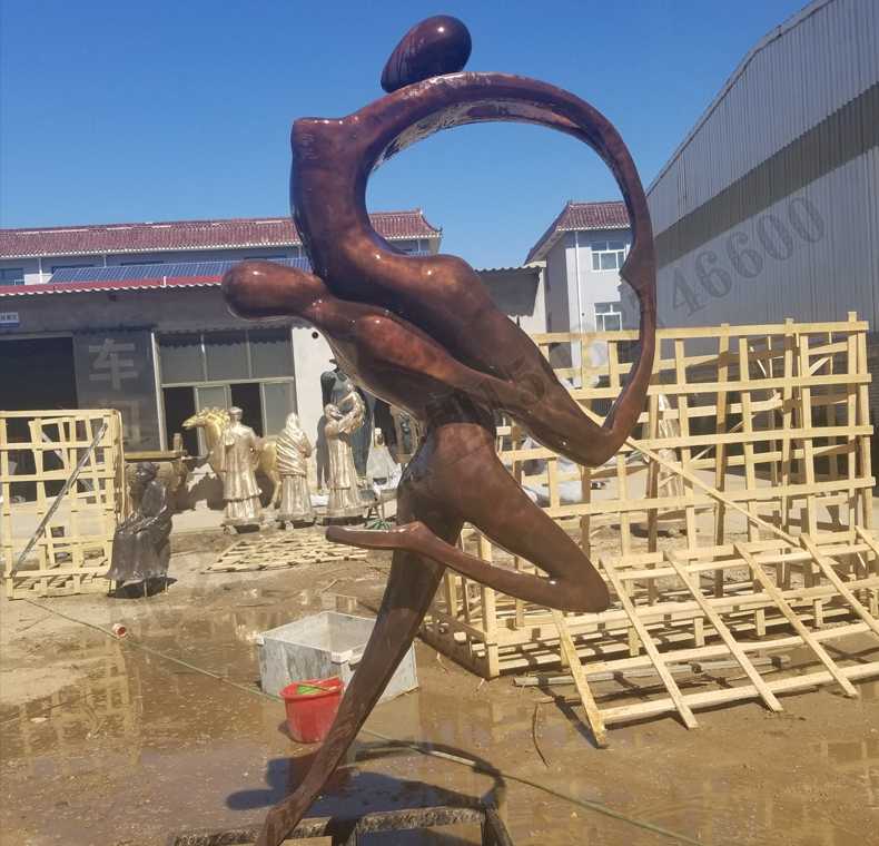 抽象舞蹈人物銅雕塑，銅男女跳舞雕塑，抽象銅人物雕塑