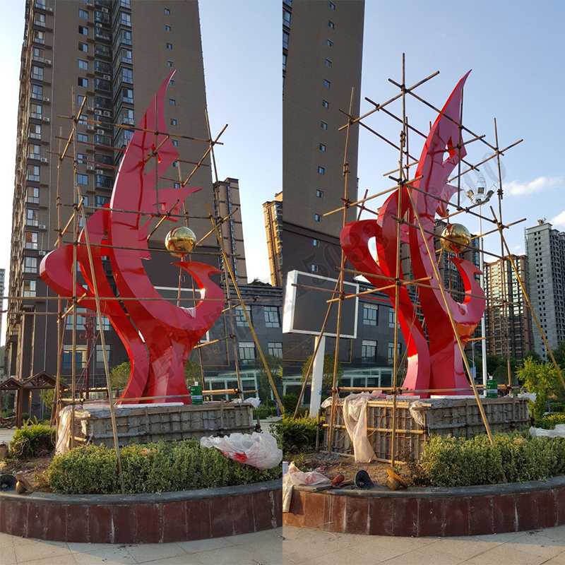 大型不銹鋼景觀雕塑，室外大型景觀雕塑，廣場不銹鋼標(biāo)志