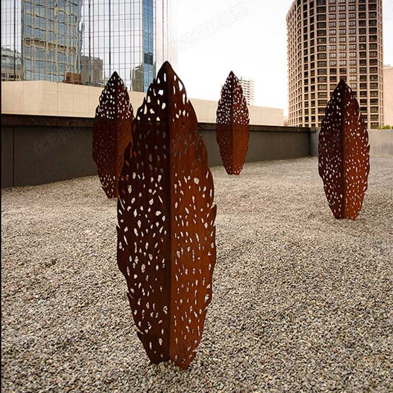 耐候鋼雕塑，耐候鋼樹葉雕塑