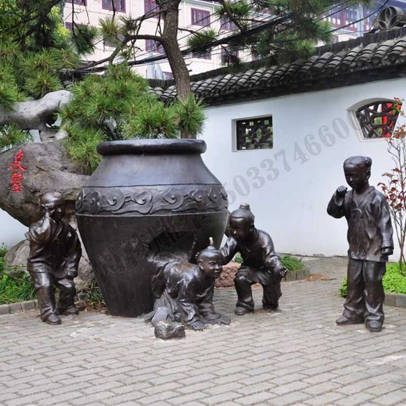 銅小孩雕塑，兒童銅雕塑