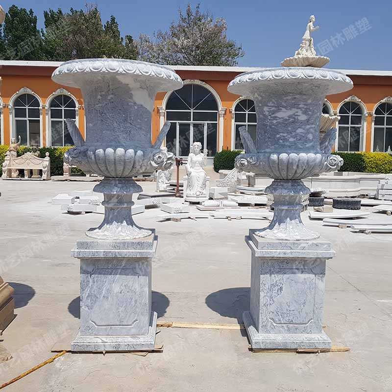 石雕花盆，大理石花盆