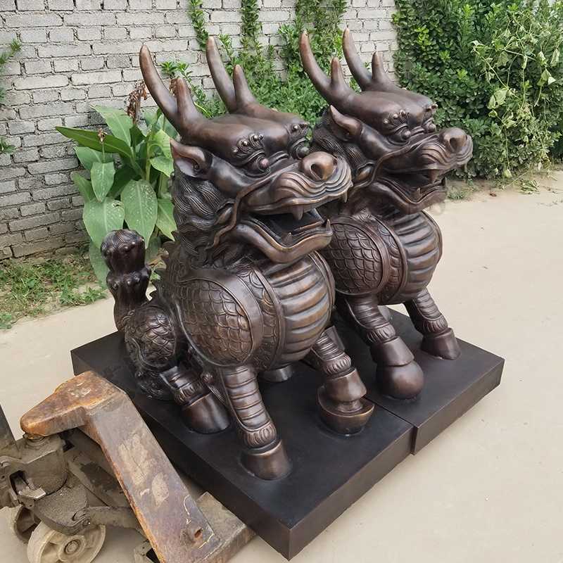 銅麒麟雕塑，銅麒麟擺件，鎮(zhèn)宅風水麒麟